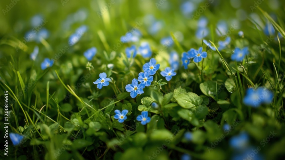 Serene Spring Meadow: A Symphony of Blue Forget-Me-Nots Serene Spring Meadow: A Symphony of Blue Forget-Me-Nots