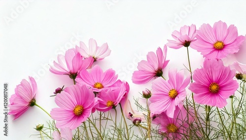 Wallpaper Mural Beautiful morning of cosmos flower are blooming on white background Torontodigital.ca