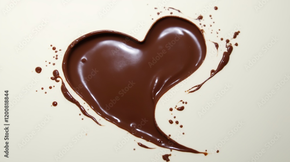 Heart Shape of Melted Chocolate on Smooth Light Background Heart Shape of Melted Chocolate on Smooth Light Background