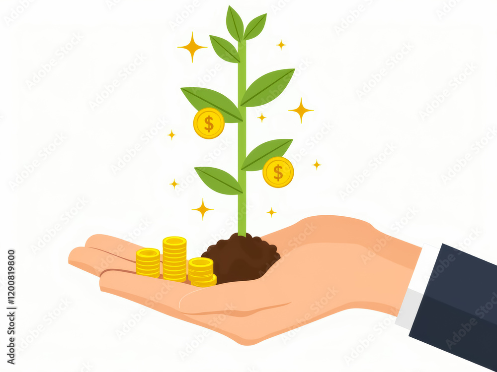 thriving money plant in a nurturing hand symbolizing financial growth and prosperity thriving money plant in a nurturing hand symbolizing financial growth and prosperity