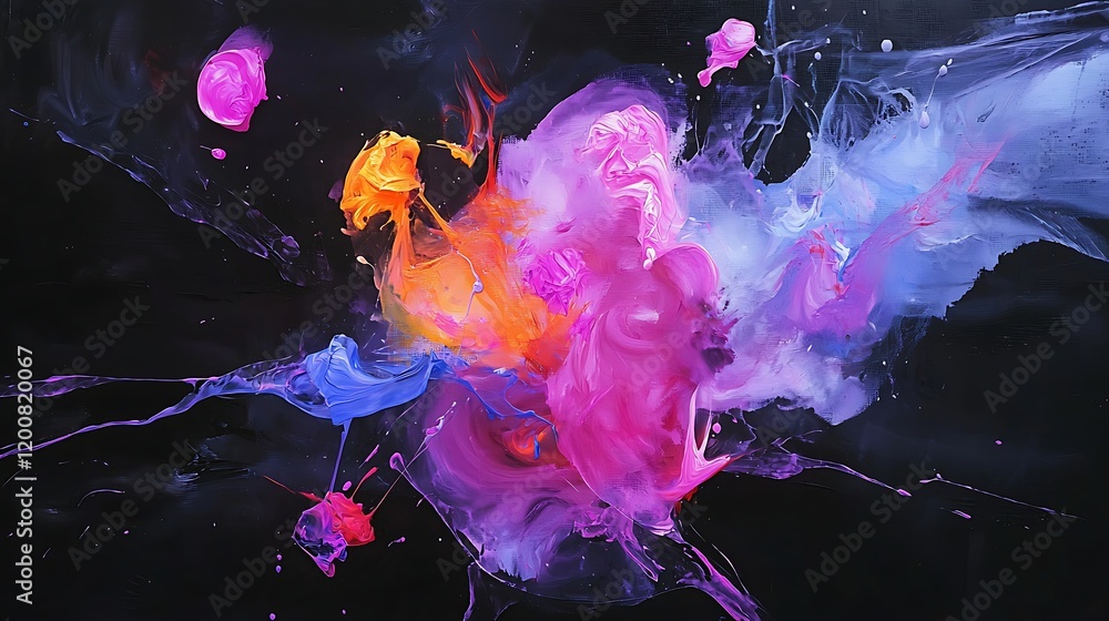 Obraz premium Abstract Background Featuring Random Colorful Streaks and Splashes on a Dark Canvas