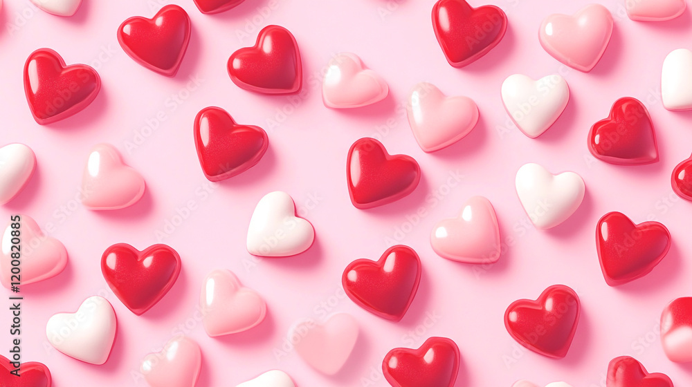 Heart shaped pebbles on soft pink background lovely creative valentines day design Heart shaped pebbles on soft pink background lovely creative valentines day design
