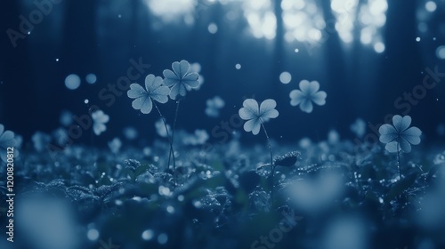Wallpaper Mural Enchanting Moonlight Forest Clover Blooms Torontodigital.ca