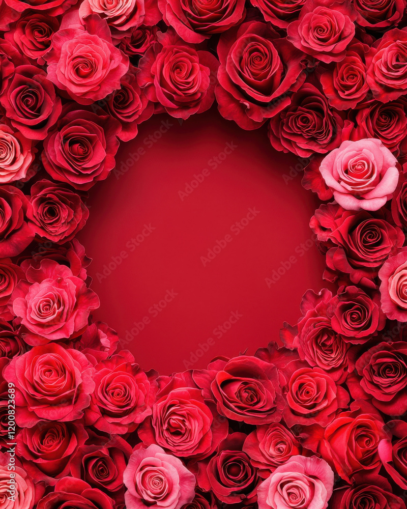 vibrant red rose frame with blank center, perfect for romantic or celebratory designs vibrant red rose frame with blank center, perfect for romantic or celebratory designs