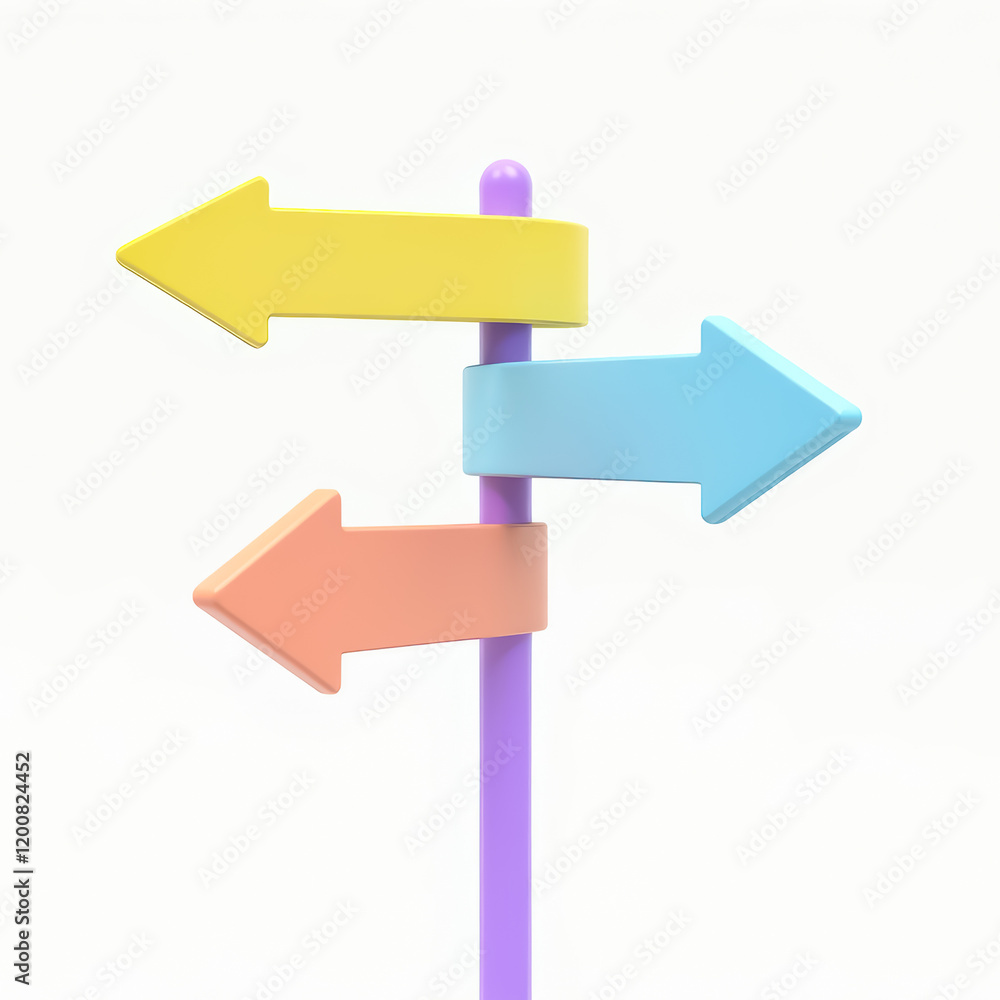 three pastel arrows indicating multiple directions and choices three pastel arrows indicating multiple directions and choices