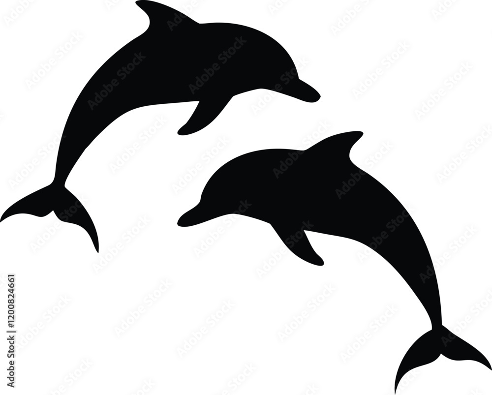 Obraz premium Black Dolphin Icon Vector: Perfect for Ocean and Wildlife Themes 