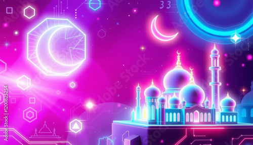 Ramadhan Background Futuristic Modern Design