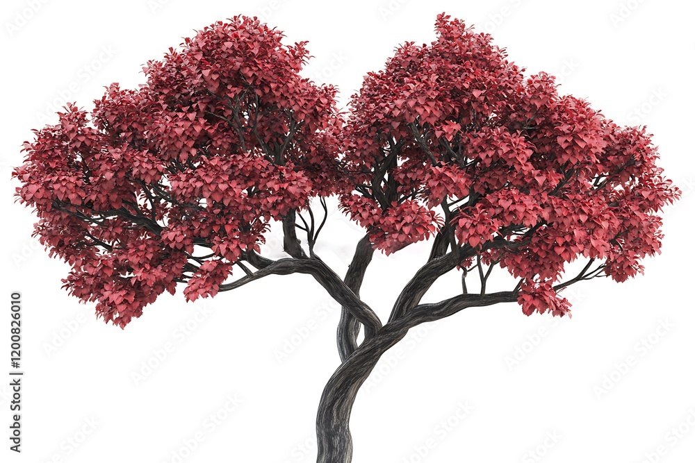 Fototapeta premium Vibrant Crimson Tree Against a Clean Background