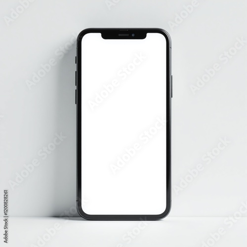 Studio shot iPhoneX mockup with blank screen for global business marketing investment infographic, tech-driven plan photo