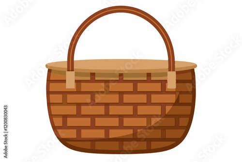 Wicker bag isolated on white background vector art illustration