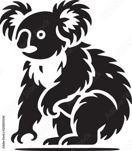 Wallpaper Mural Black Color Koala Silhouette Vector Illustration, Solid White Background Torontodigital.ca