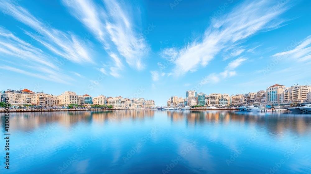 Tranquil Marina with Blue Sky
