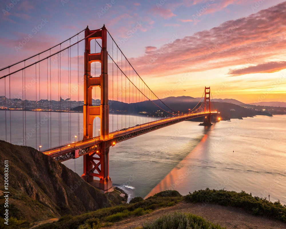 Fototapeta premium golden gate bridge, Golden Gate Bridge at Sunset, San Francisco , CA