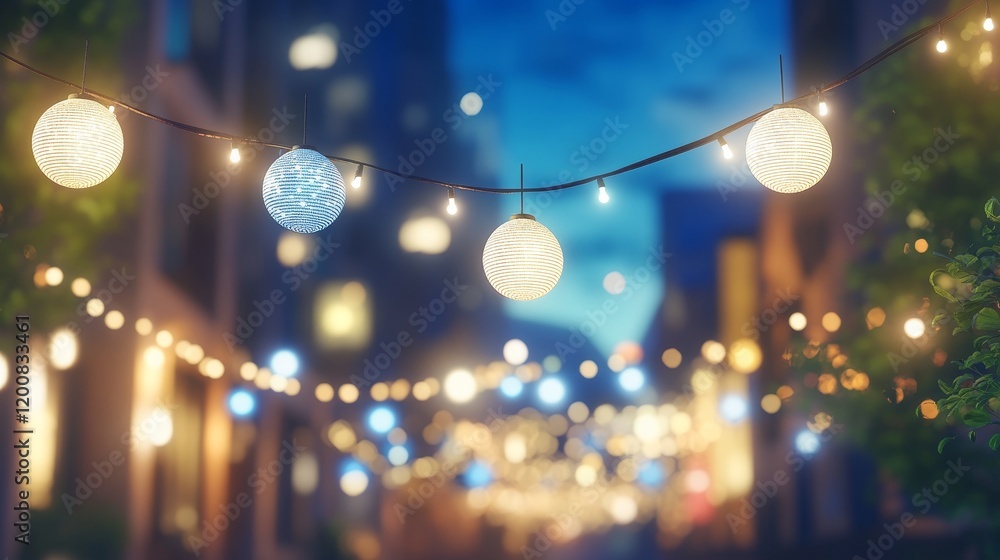 Evening City Street Festive Lights Decor Evening City Street Festive Lights Decor