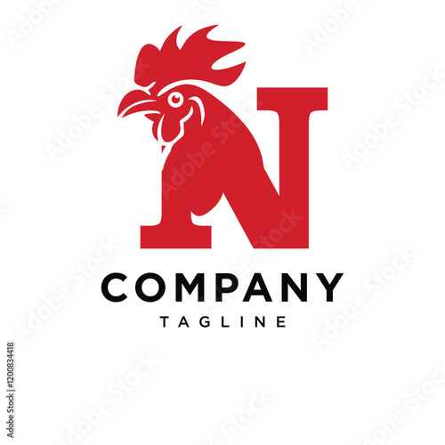 Letter N Rooster Logo Icon Vector