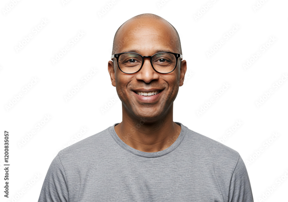 Happy Smiling Bald Man Wearing Glasses Studio Portrait Black Background Face Male Adult Model Image Happy Smiling Bald Man Wearing Glasses Studio Portrait Black Background Face Male Adult Model Image