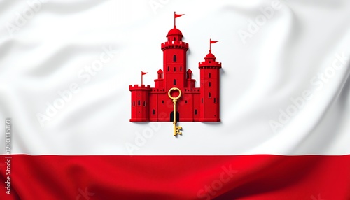 Red Castle Key: A Symbolic Flag Illustration photo