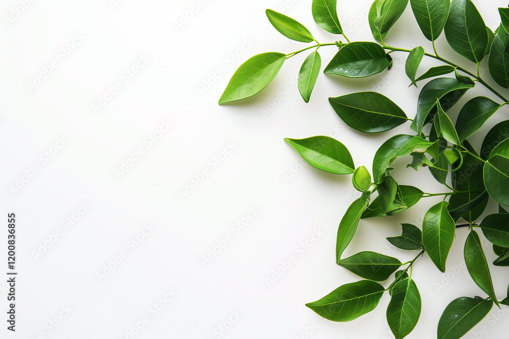 green leaves on a white background