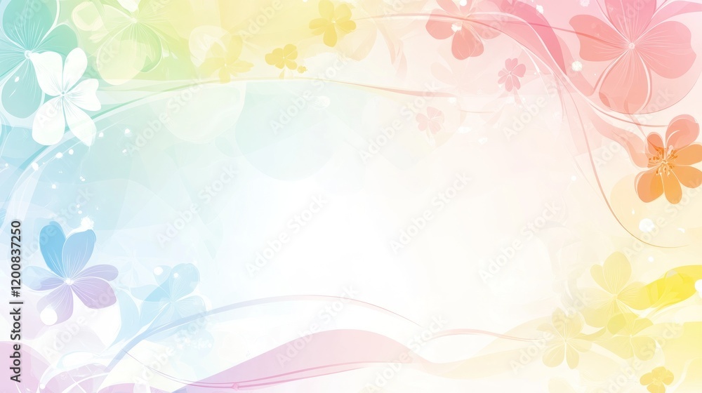 Pastel rainbow floral background with copy space. Pastel rainbow floral background with copy space.