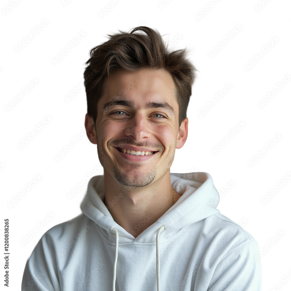 Happy Smiling Young Man Portrait Studio Shot White Hoodie Guy Face Male Model Black Photo Image Happy Smiling Young Man Portrait Studio Shot White Hoodie Guy Face Male Model Black Photo Image