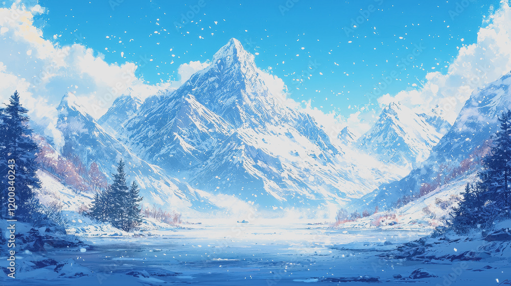 Snowy mountain landscape with majestic range in background clear blue sky and white snow covering ground scenic winter wonderland for nature lovers and outdoor enthusiasts 180 chars exactly Snowy mountain landscape with majestic range in background clear blue sky and white snow covering ground scenic winter wonderland for nature lovers and outdoor enthusiasts 180 chars exactly
