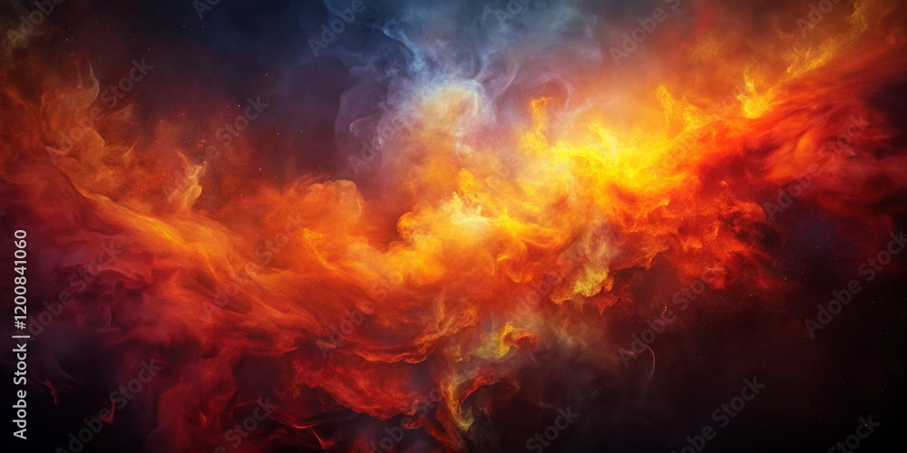 Fototapeta premium Fiery cosmic nebula in vibrant red and orange hues
