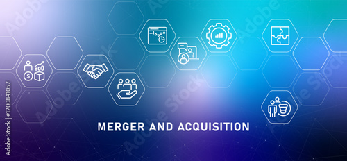 Merger and acquisition corporate acquisition consolidation between companies gradient header corporation take over strategy merging collaboration in business