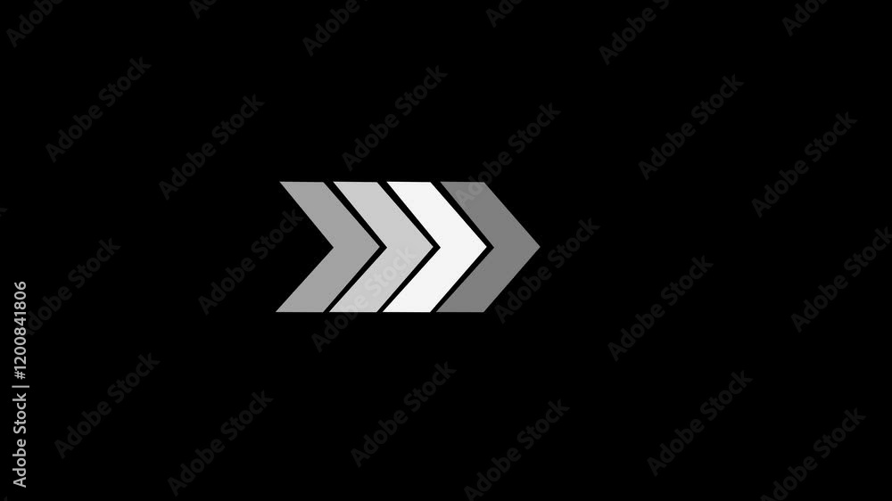 Right-directional arrow loop animation. Animated arrows for the overlay video layer. arrow icon concept animation.