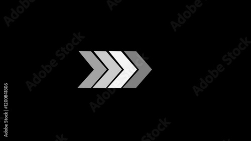 Right-directional arrow loop animation. Animated arrows for the overlay video layer. arrow icon concept animation.