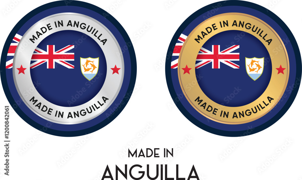 Made in Anguilla. Premium labels, stickers, pointer, badge and symbol of Anguilla flag icon. Collection vector illustration Made in Anguilla. Premium labels, stickers, pointer, badge and symbol of Anguilla flag icon. Collection vector illustration