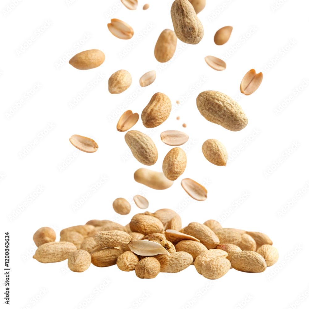Peanut flying on transparent background Peanut flying on transparent background