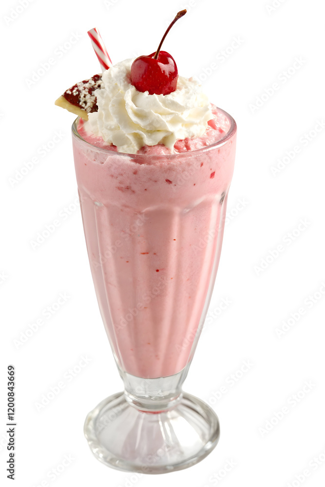 Strawberry Milkshake Delight: A tall, frosty glass brimming with a creamy strawberry milkshake, topped with whipped cream and a bright red cherry, promises a sweet and refreshing indulgence. Strawberry Milkshake Delight: A tall, frosty glass brimming with a creamy strawberry milkshake, topped with whipped cream and a bright red cherry, promises a sweet and refreshing indulgence.