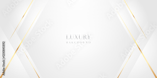 White luxury background with golden diagonal lines For use as a design background.