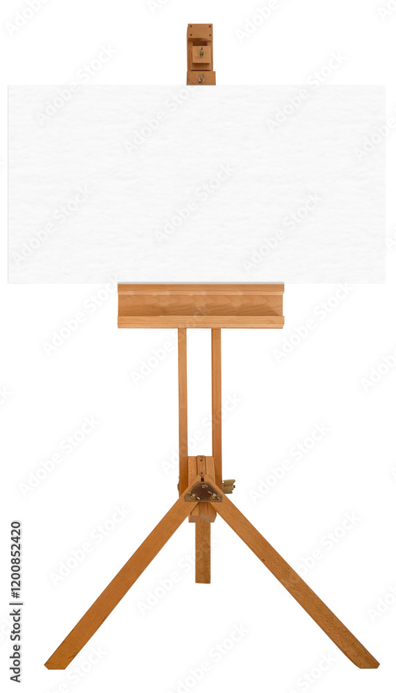 Fototapeta premium Tableau blanc sur chevalet, fond blanc 