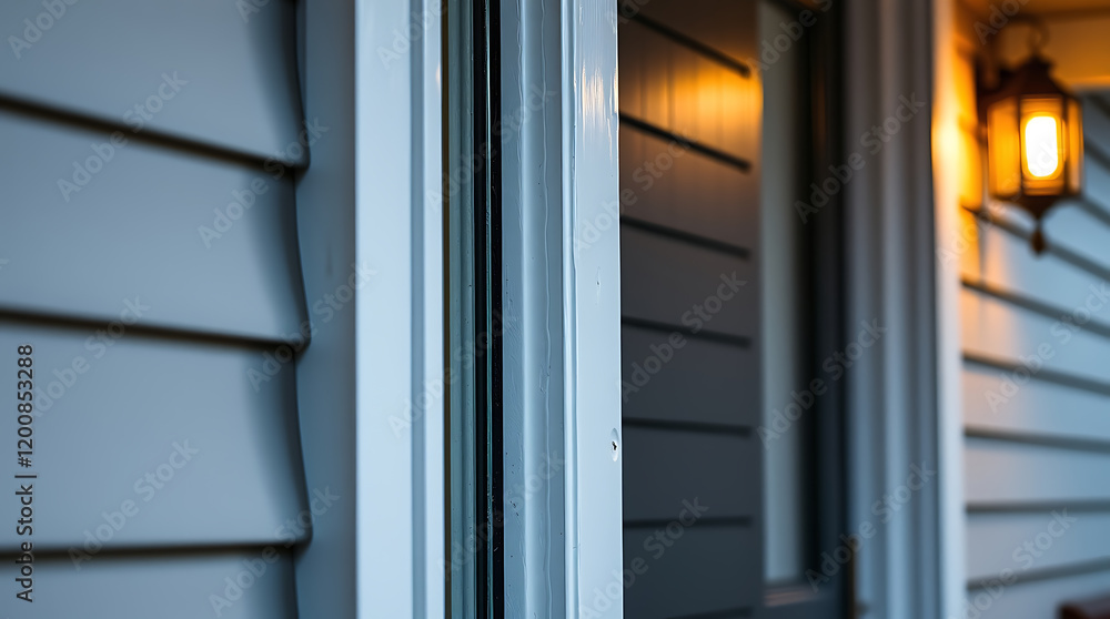 Obraz premium Captivating Architectural Details: A Close-Up View of a Modern Home's Exterior. The image showcases the elegant design, highlighting the interplay of light and shadow on the house's facade.