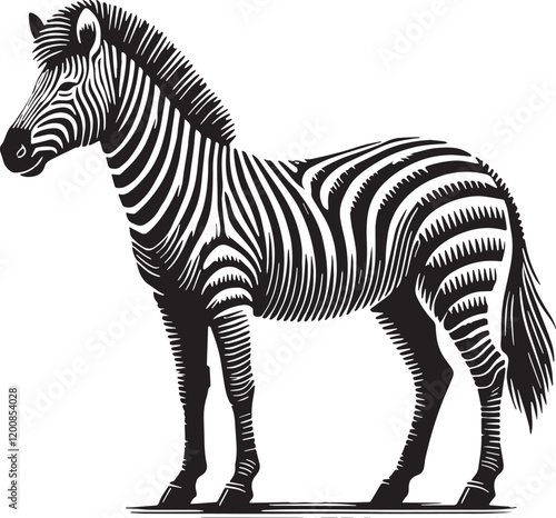 Black Color Zebra Silhouette Vector Illustration, Solid White Background