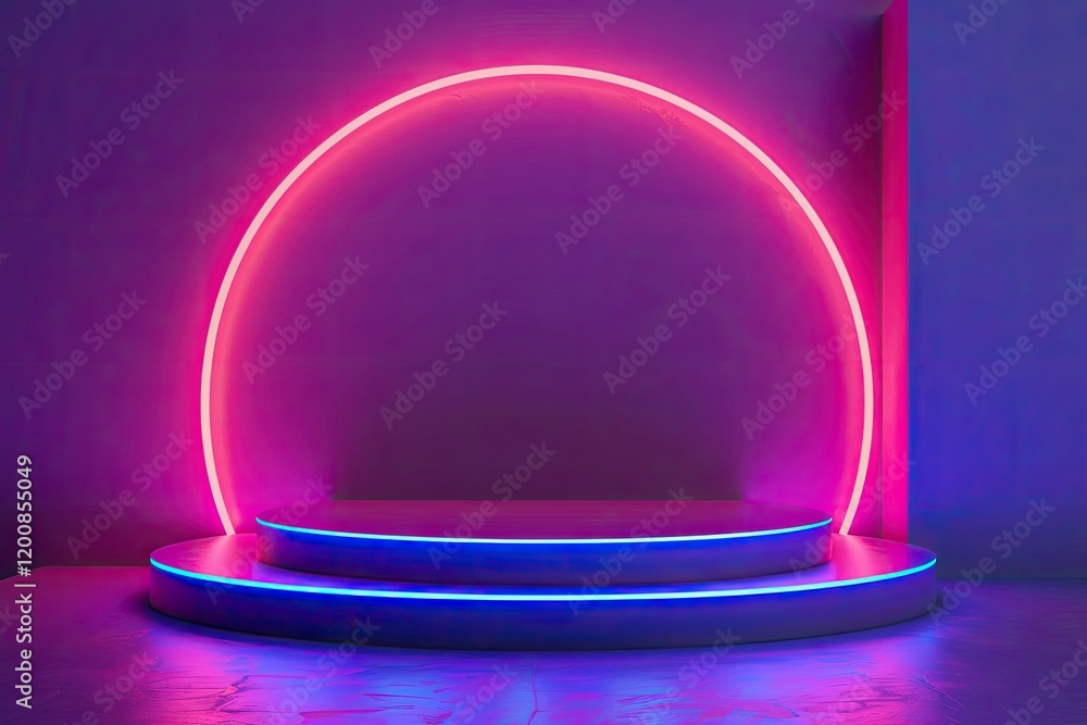 High Definition Picture of Neon Geometric Showcase for Stylish Product Display High Definition Picture of Neon Geometric Showcase for Stylish Product Display
