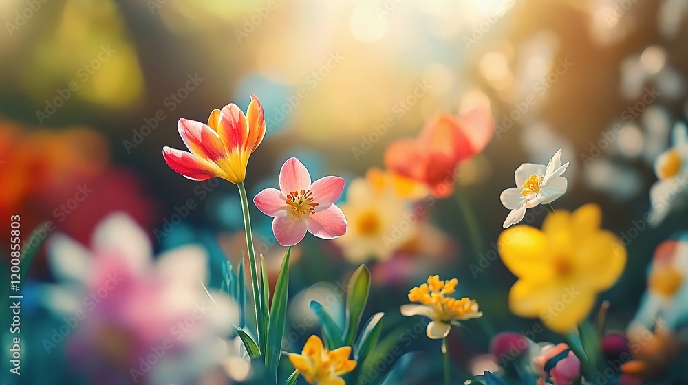A Symphony of Spring: A vibrant tapestry of colorful wildflowers basks in the golden light of the setting sun, creating a stunning visual symphony of nature's beauty. A Symphony of Spring: A vibrant tapestry of colorful wildflowers basks in the golden light of the setting sun, creating a stunning visual symphony of nature's beauty.