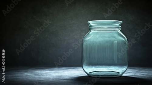 Empty glass jar studio dark background storage photo