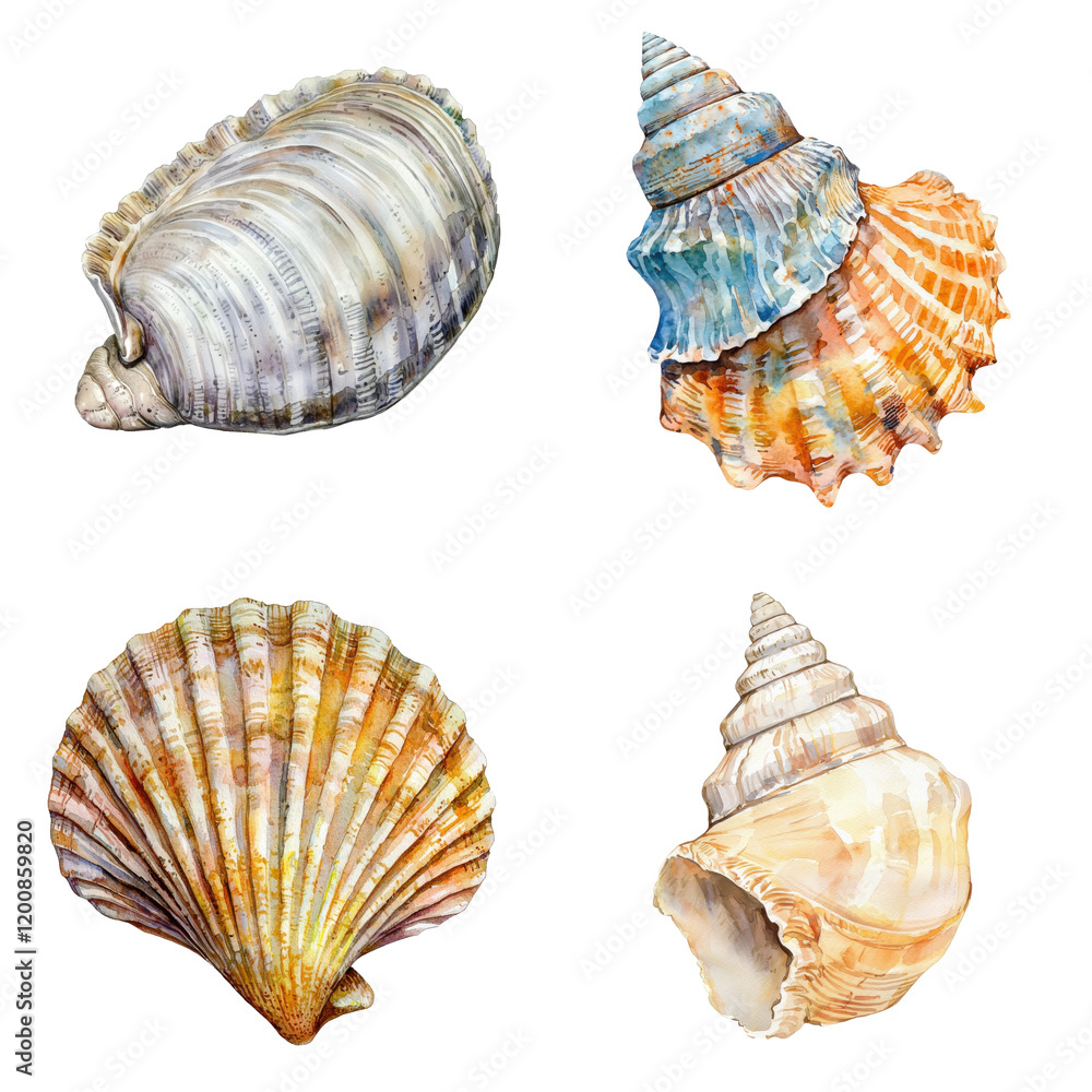 Obraz premium Colorful shell collection ocean shore illustrative artwork natural environment close-up view marine life concept