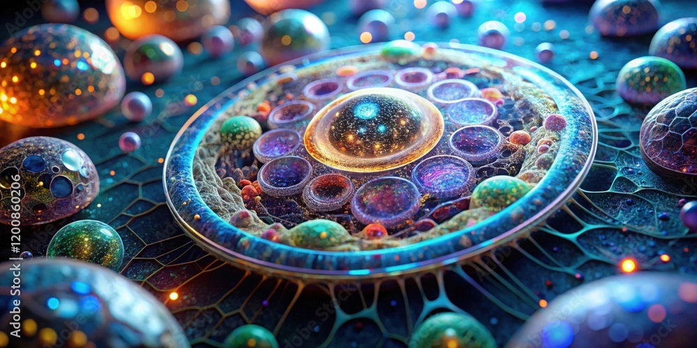 custom made wallpaper toronto digitalA vibrant, abstract illustration featuring colorful orbs and intricate patterns, evoking a sense of cosmic exploration and scientific discovery.