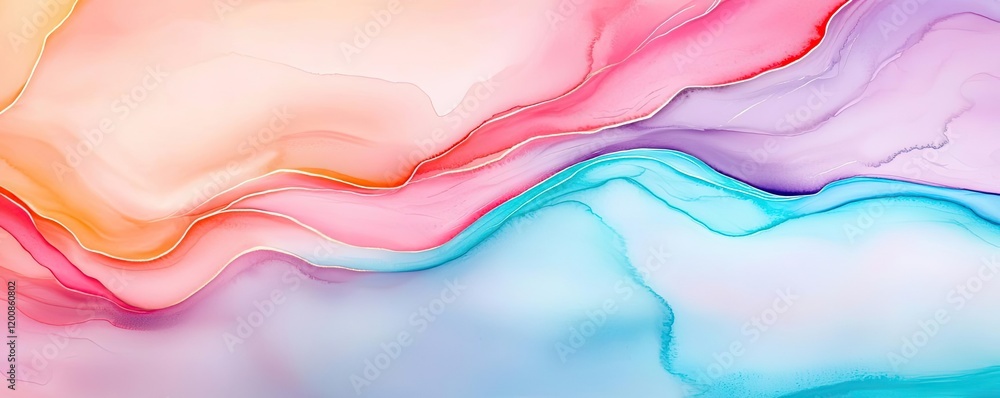 Metallic watercolor concept. Abstract fluid art with vibrant colors creating a beautiful, soothing background.