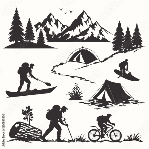 Camping and Hiking Silhouettes Collection