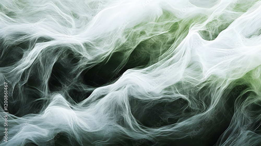 Naklejka premium Abstract Green and White Swirling Fabric Texture