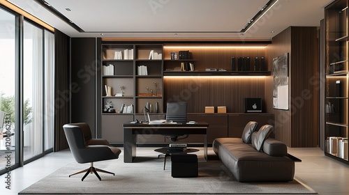 Wallpaper Mural Modern Integrated Home Office Design in Living Room Comfort Torontodigital.ca