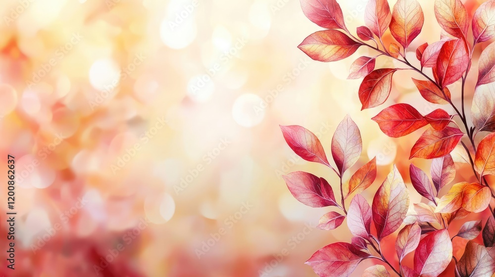 Nature watercolor idea. Vibrant autumn leaves against a soft, blurred background, capturing seasonal beauty. Nature watercolor idea. Vibrant autumn leaves against a soft, blurred background, capturing seasonal beauty.