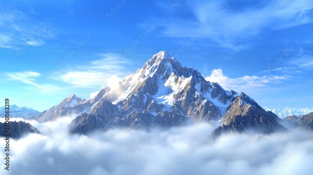 Majestic snow-capped mountain peak Majestic snow-capped mountain peak