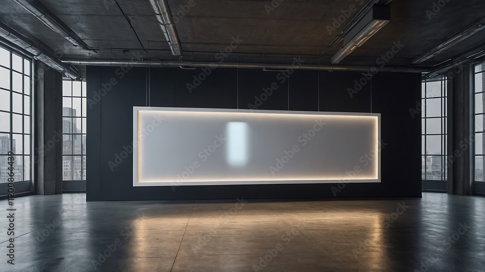 Modern Gallery Interior with Illuminated Artwork Modern Gallery Interior with Illuminated Artwork