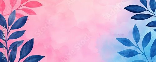 Nature watercolor idea. Colorful abstract background with vibrant foliage and soft pastel hues.