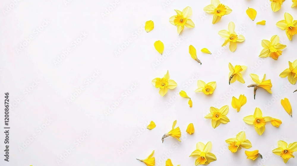 Obraz premium Isolated Yellow Daffodils on Clean White Background for Design